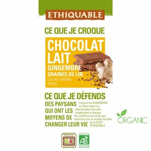 Chocolate Con Leche De Jengibre y Linaza Orgánico de Perú Ethiquable