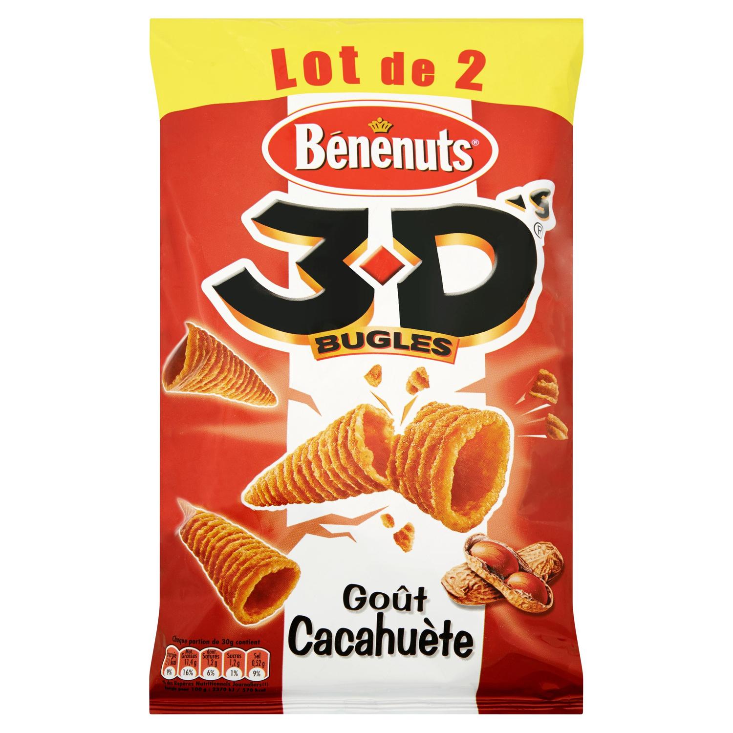 Chips 3D's Bugles goût fromage lot de 2 - BENENUTS - 170 g