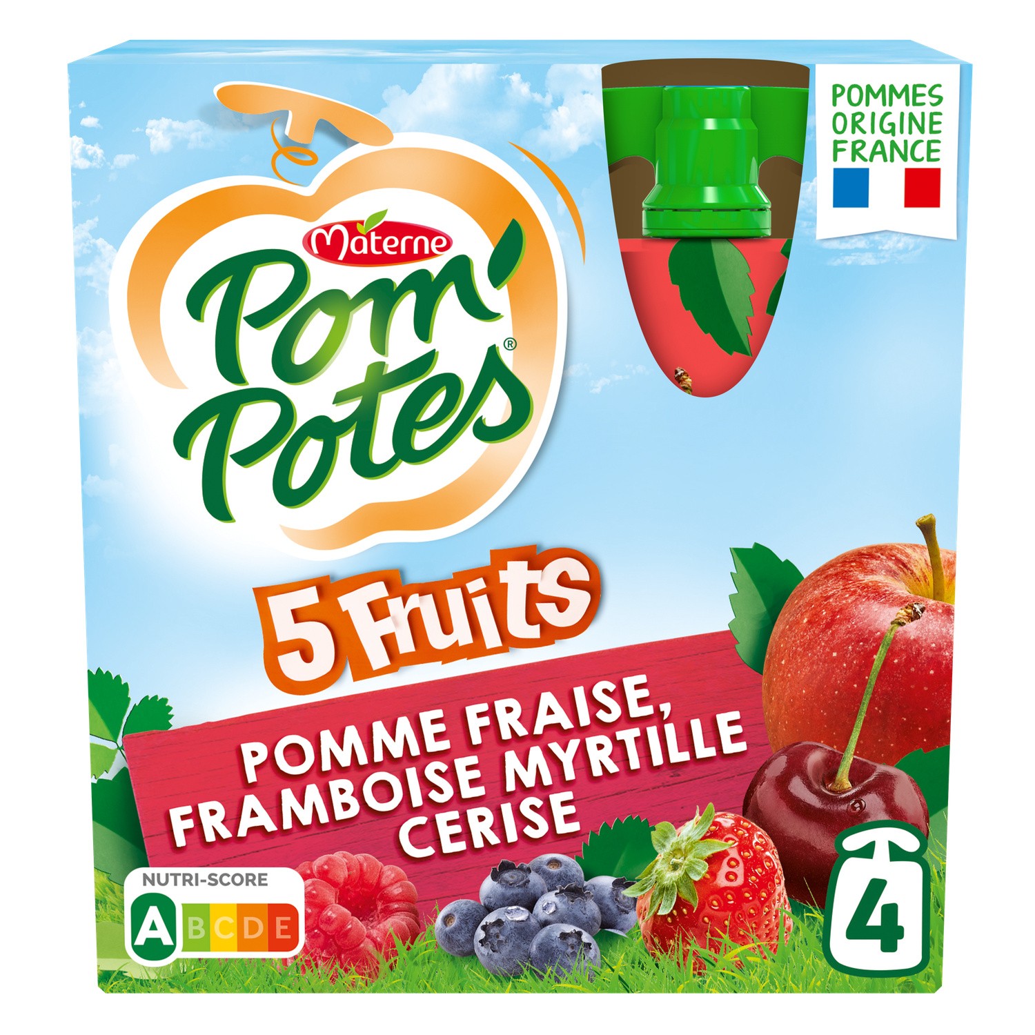 Pom'potes Materne - Pom'potes 5 fruits rouges 5 fruits jaunes sans sucres  ajoutés 12x90g - Supermarchés Match