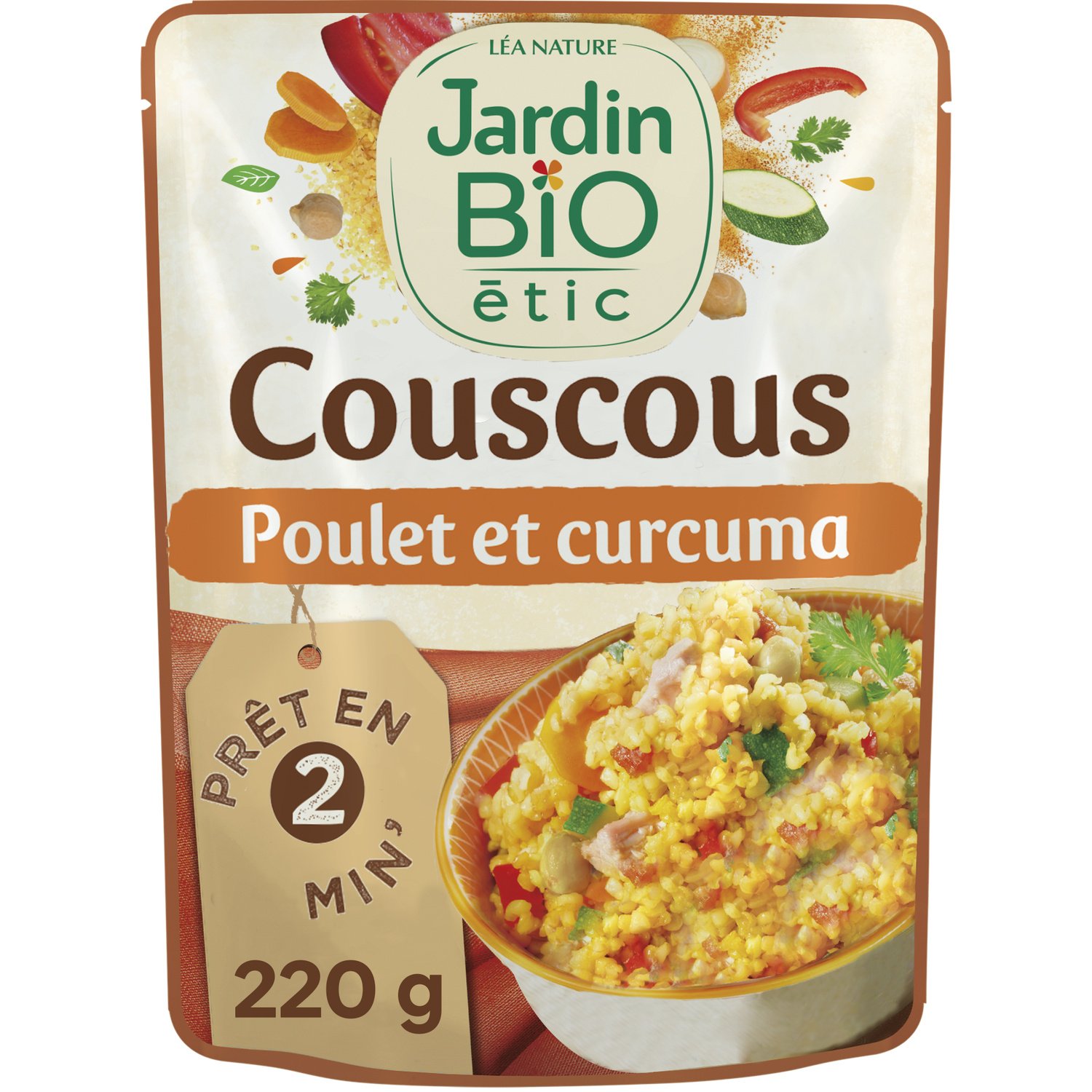 Bio-Hähnchen-Kurkuma-Couscous-Gericht Jardin Bio 220 g Beutel Weil Ihre Zeit kostbar ist – und gutes Essen auch – bietet Jardin BiO étic originelle
